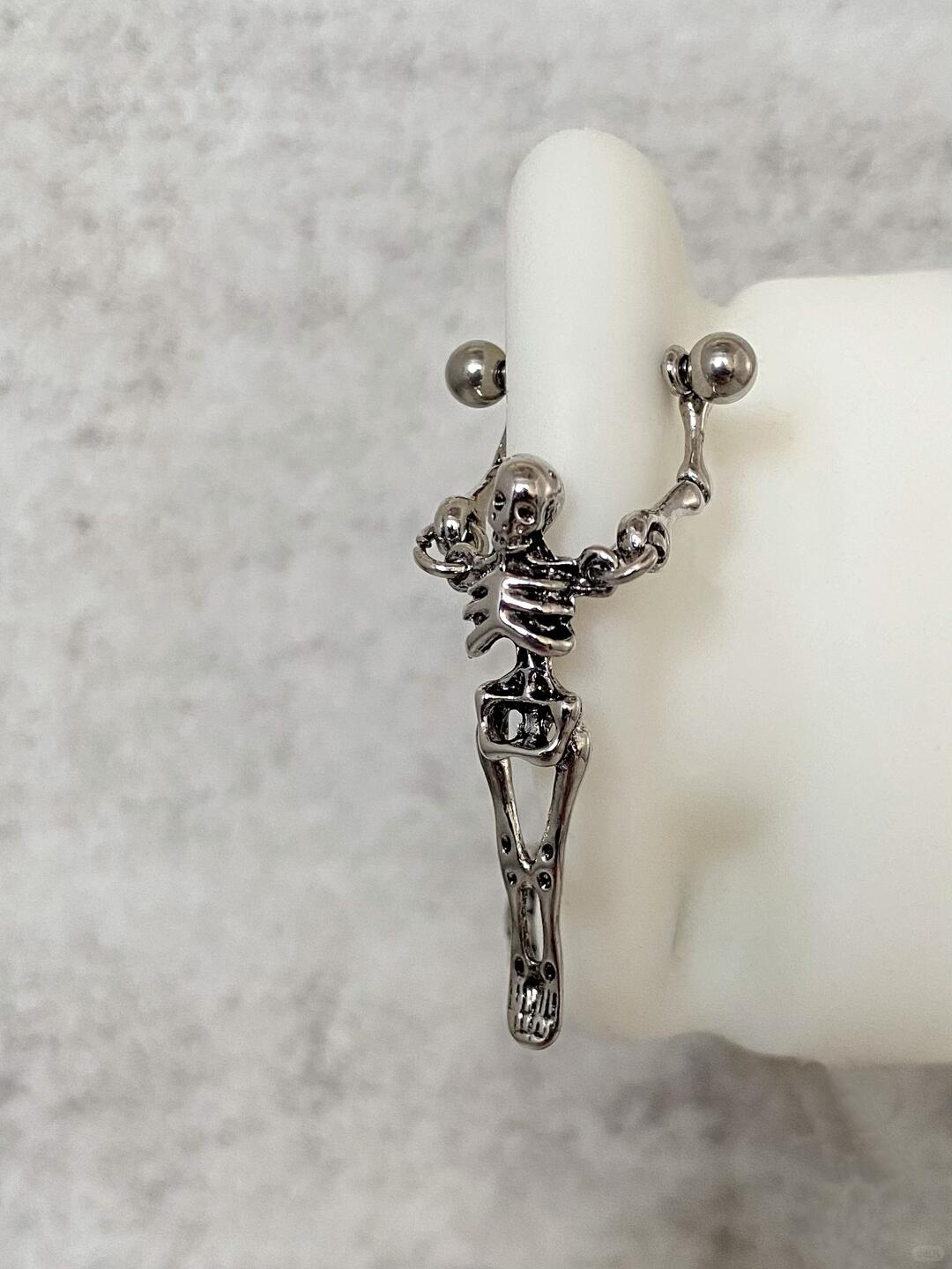 Hanging Skeleton Helix Earrings