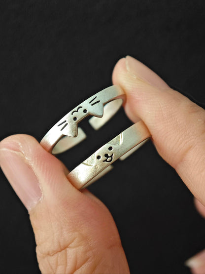 Kitty & Doggy Matching Adjustable Ring
