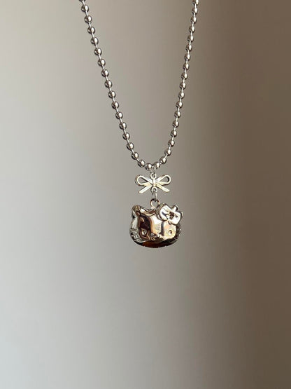 Kitty Bow Charm Locket Necklace