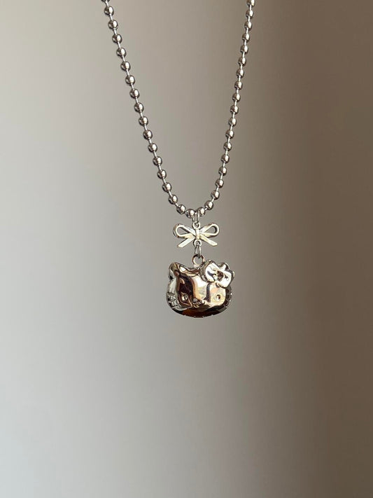 Kitty Bow Charm Locket Necklace