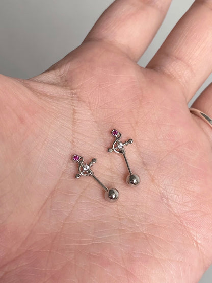 Cross Twirl Vertical Helix Earrings