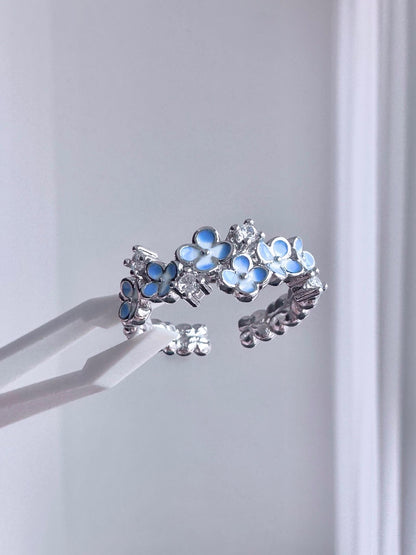 Azure Flower Adjustable Ring