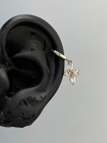 Crystal Cross Helix Earrings