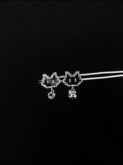 Pixel Kitty Cuff Earrings