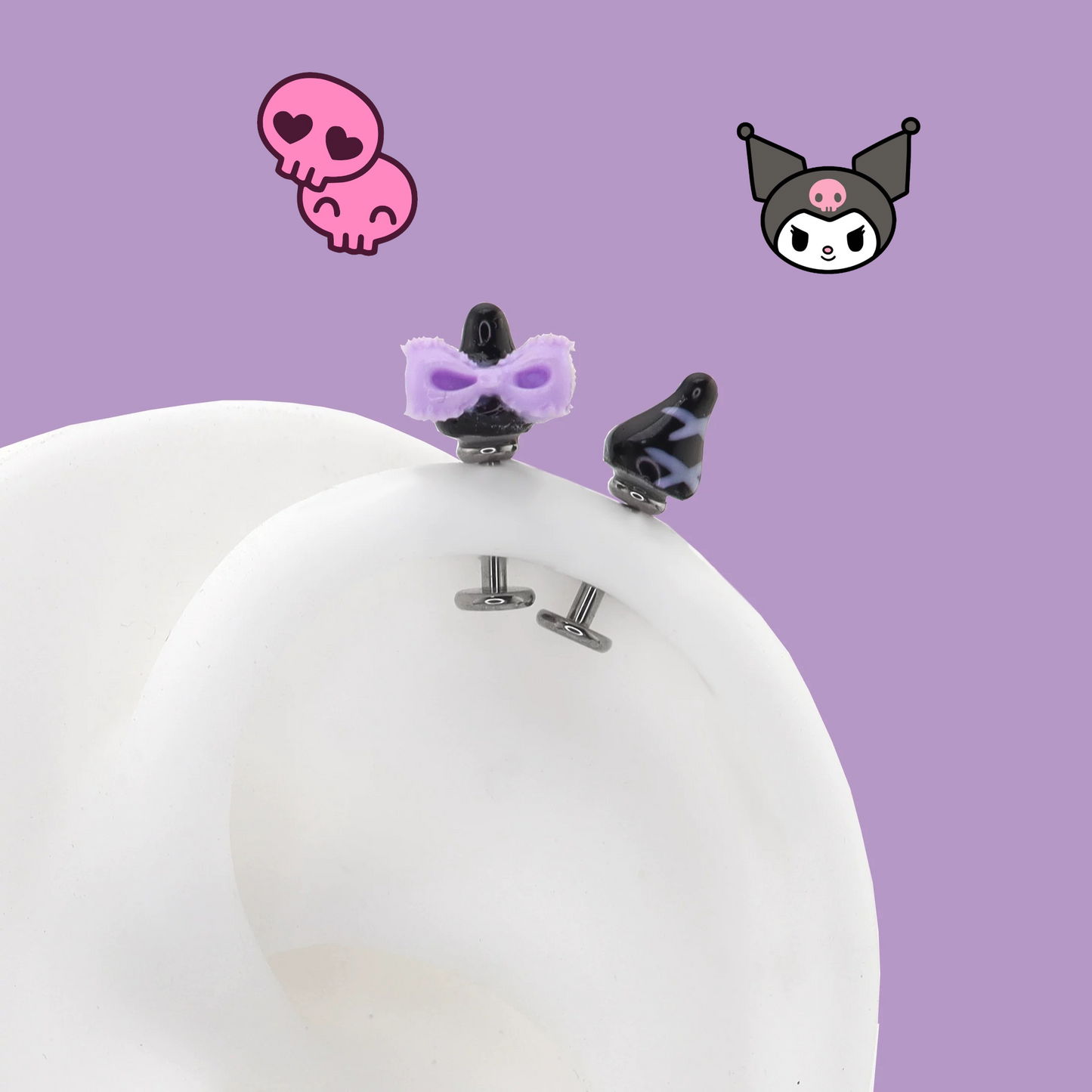 ku~romi Charm Duo Vertical Helix Earrings