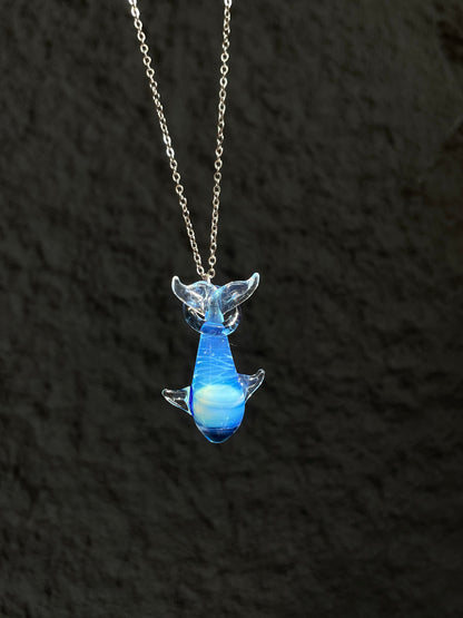 Blue Tide Whale Necklace