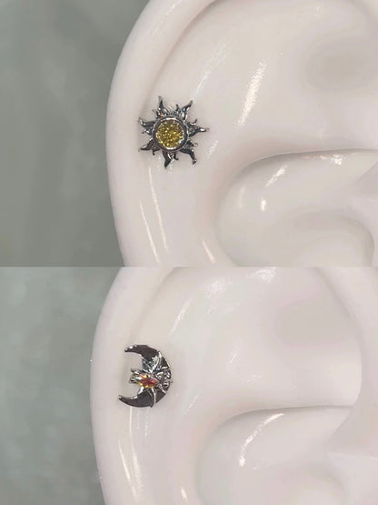 Radiant Sun & Moon Helix Earrings