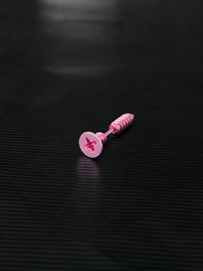 Pink Screw Helix Earrings