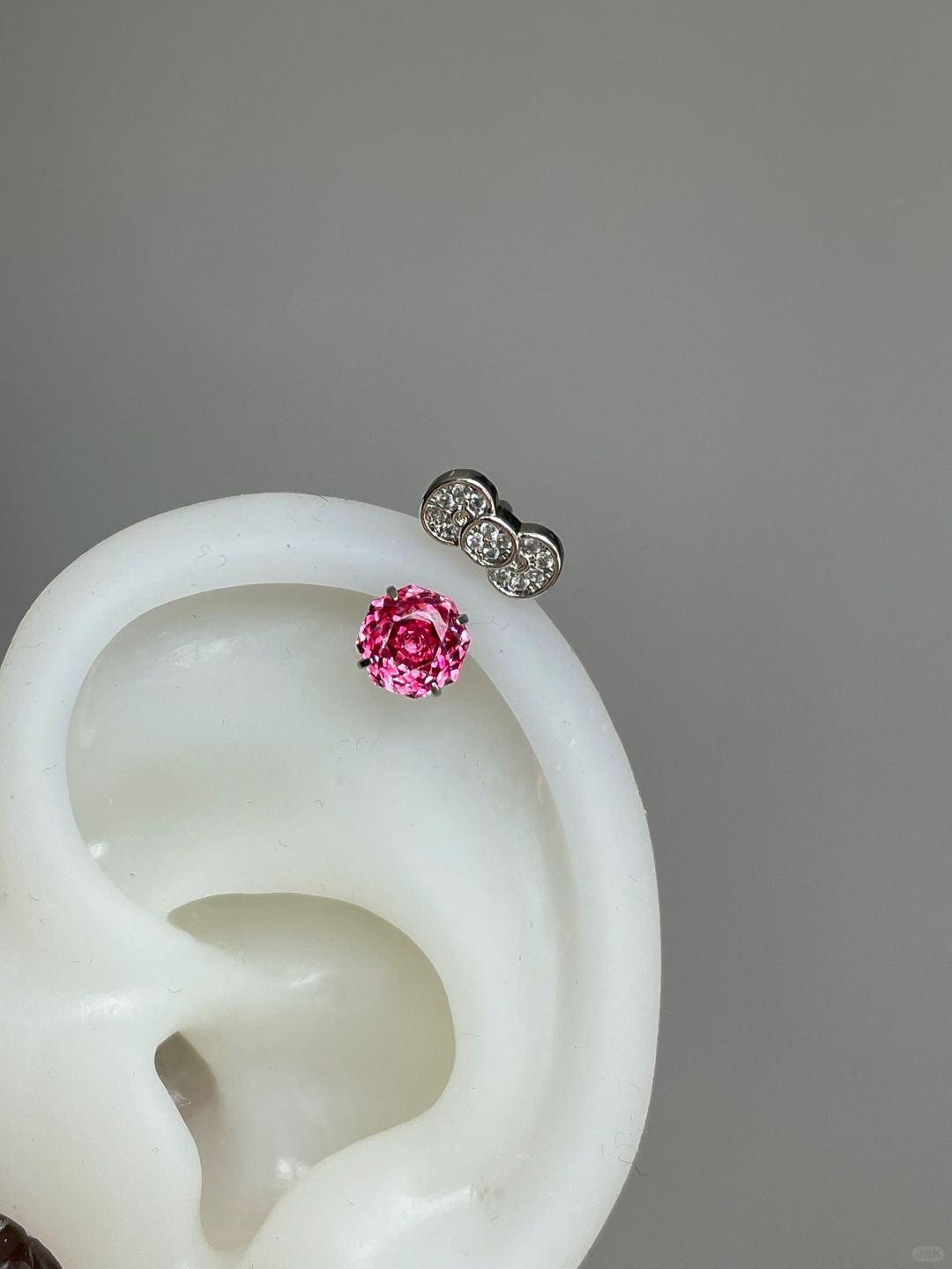 Rose Pink Kitty Helix Earrings