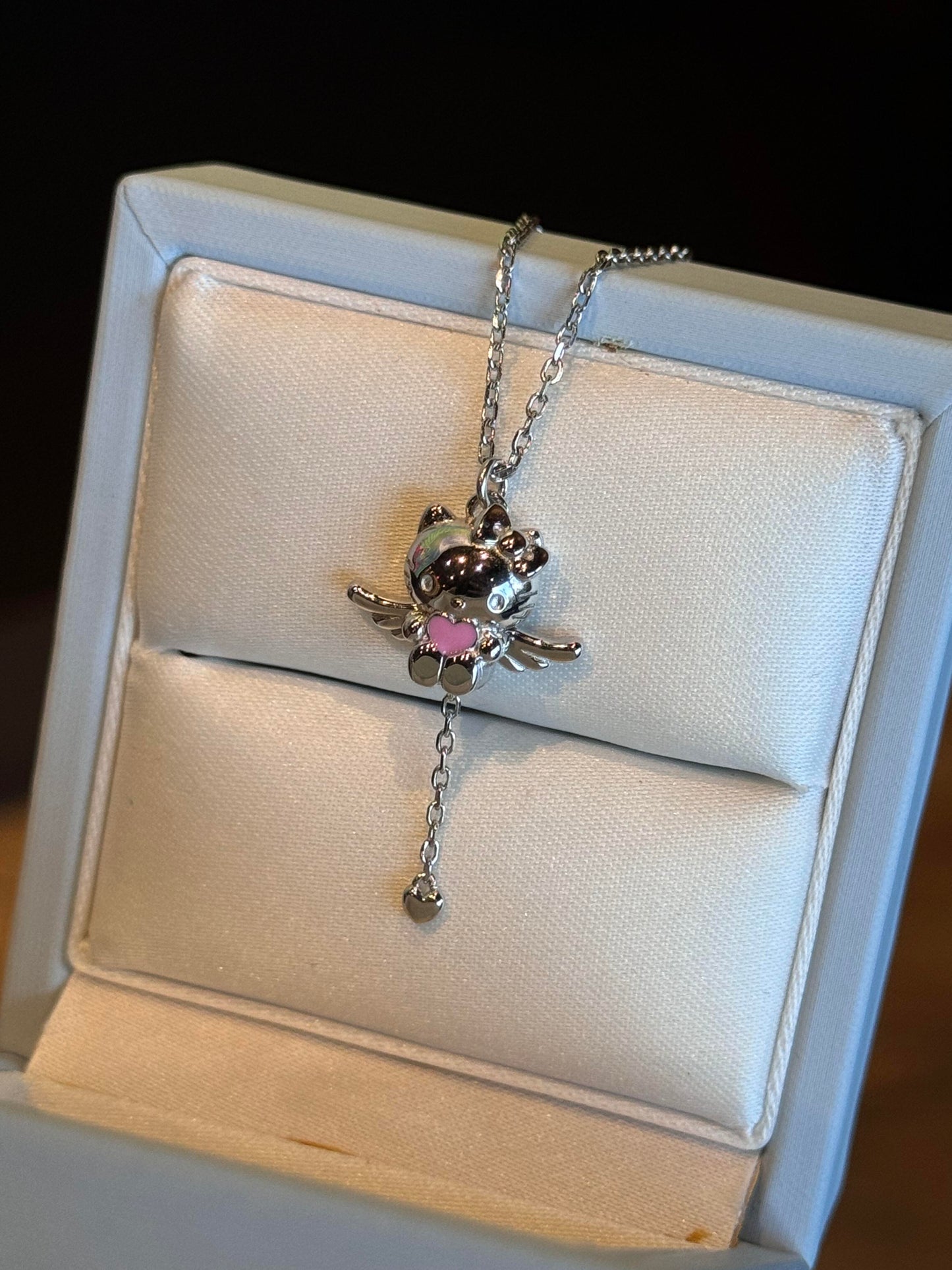 Kitty Angel Heart Fidget Necklace