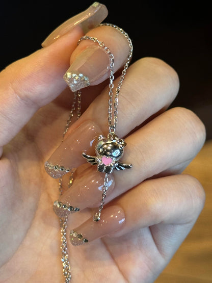 Kitty Angel Heart Fidget Necklace
