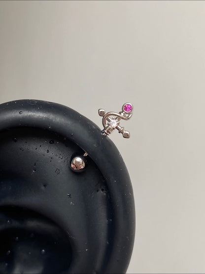 Cross Twirl Vertical Helix Earrings