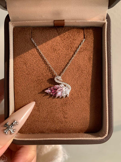 Pink Grace Swan Necklace