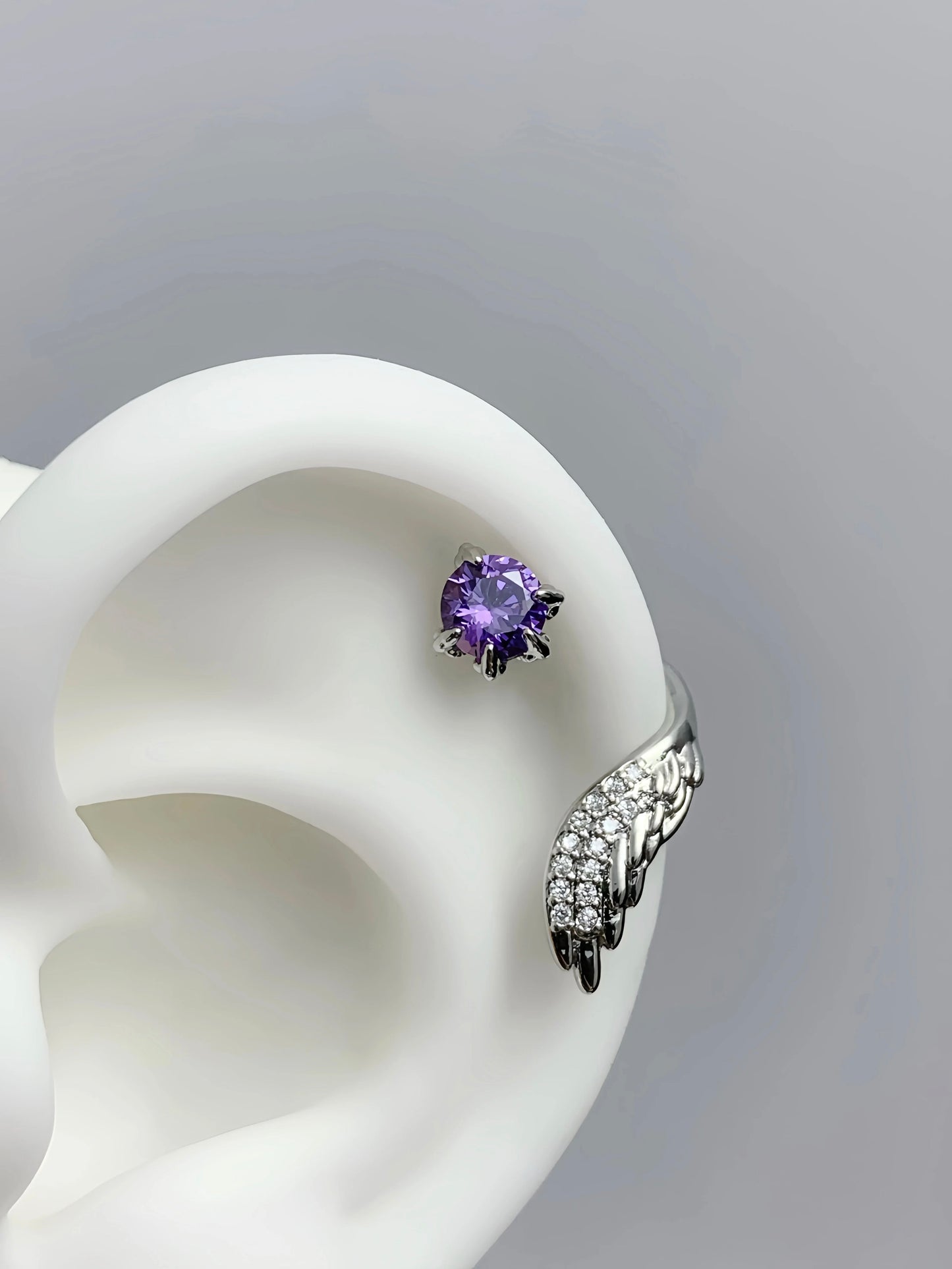 Purple Halo Wings Helix Earrings V2