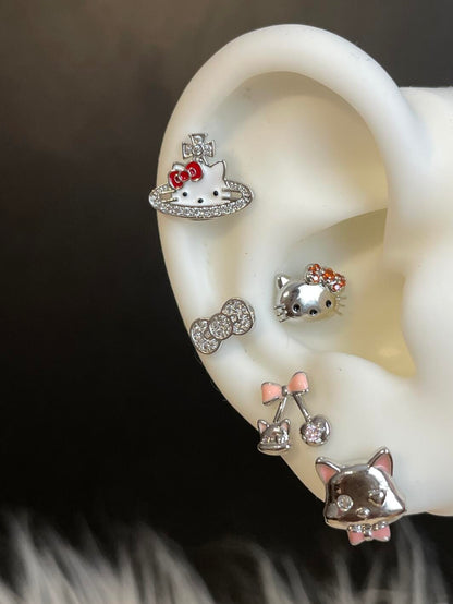 H-Kitty Orbit Earring Stack
