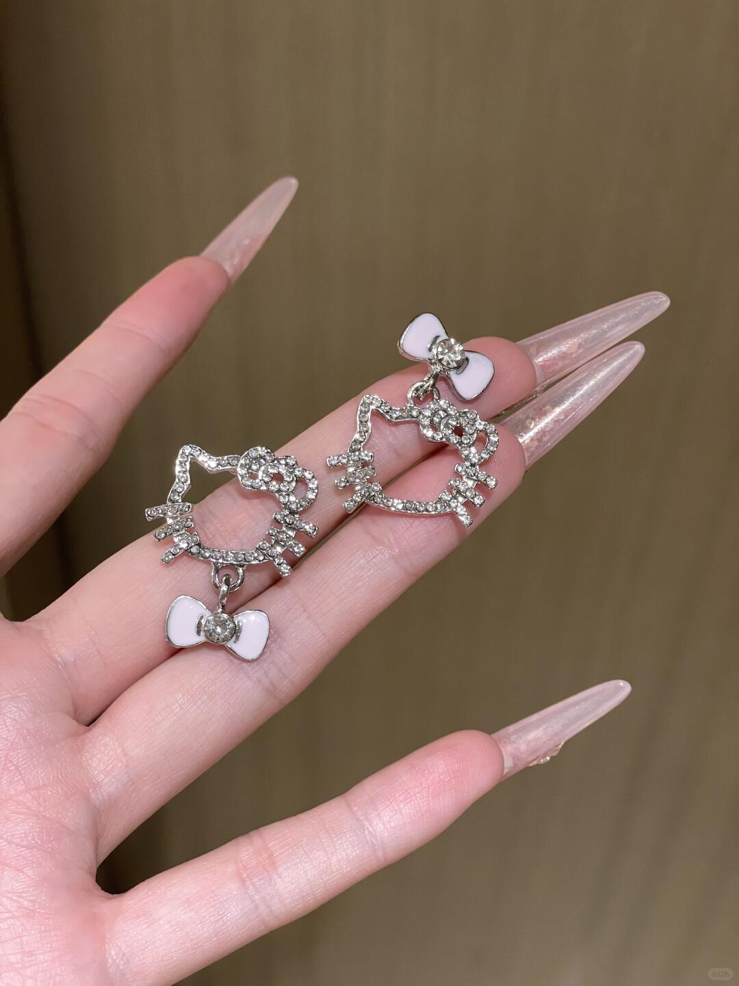 Sparkle Charm H Kitty Earrings