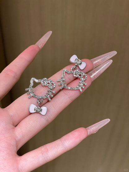 Sparkle Charm H Kitty Earrings