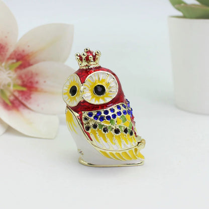 Red Staring Owl Ring Box