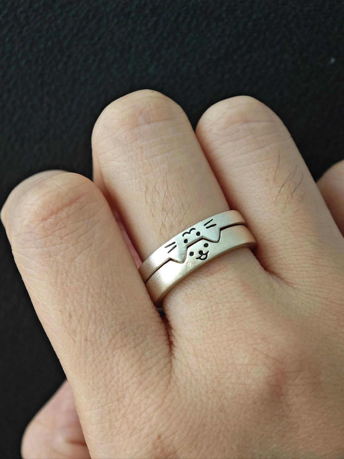 Kitty & Doggy Matching Adjustable Ring
