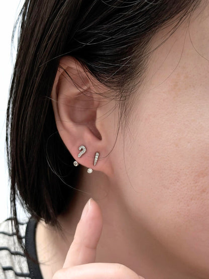 Question & Exclamation Mark Double Lobe Earrings Stack