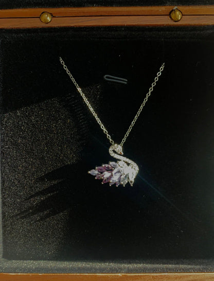 Lilac Grace Swan Necklace
