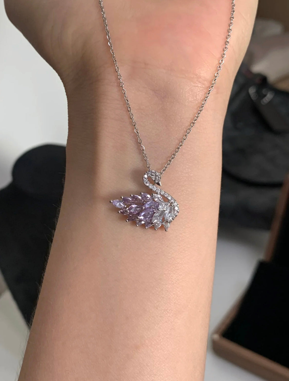 Lilac Grace Swan Necklace