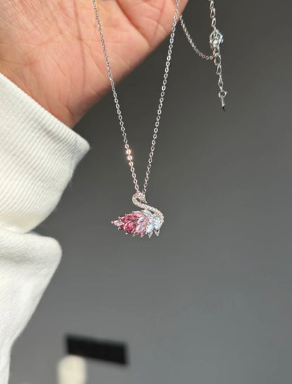 Pink Grace Swan Necklace
