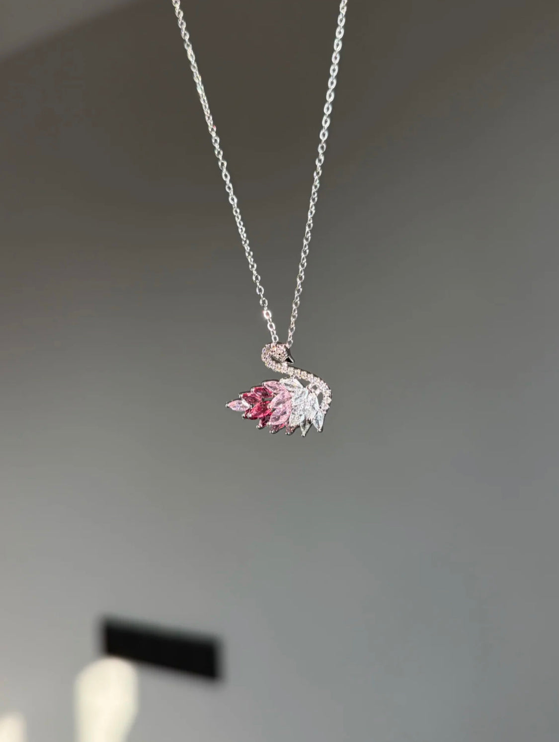 Pink Grace Swan Necklace