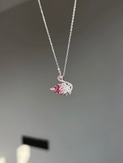 Pink Grace Swan Necklace