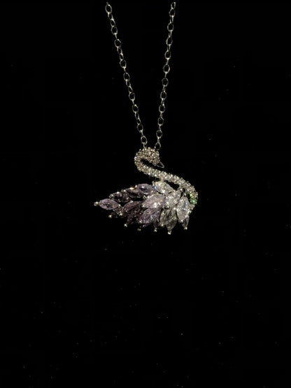 Pink Grace Swan Necklace