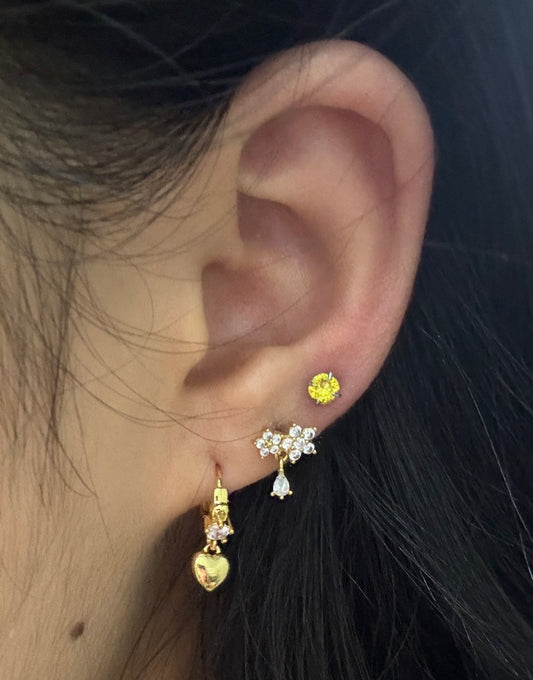 Gold Floral Garden Triple Lobe Earrings