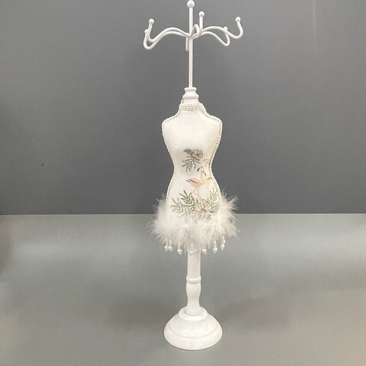 Floral White Dress Jewelry Stand