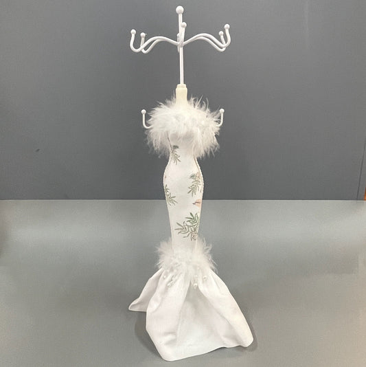 Floral White Mannequin Jewelry Stand