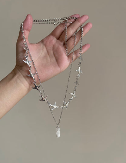 Silver Flying Swallow Necklace