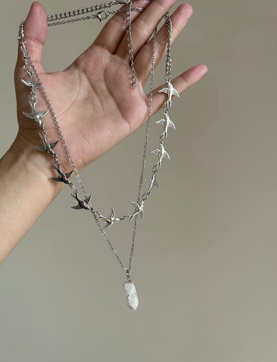 Silver Flying Swallow Necklace