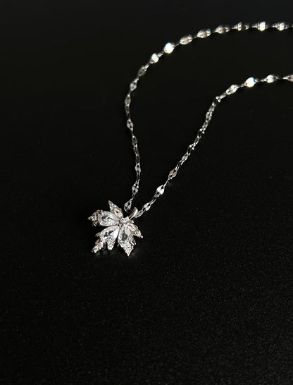 Silver Lavender Gradient Leaf Necklace