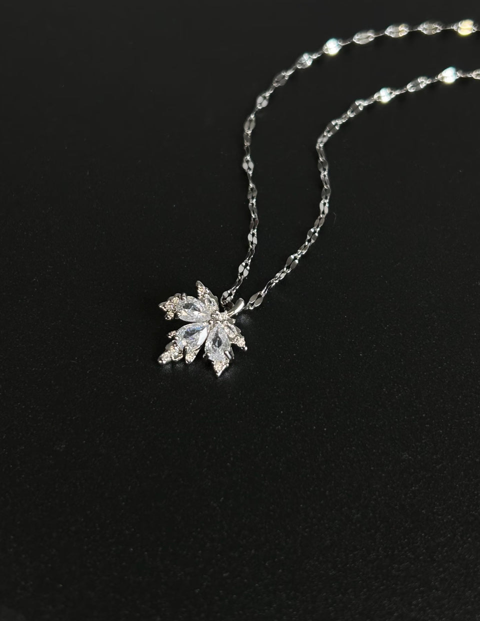 Silver Lavender Gradient Leaf Necklace