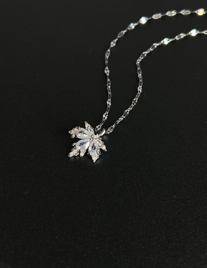 Silver Lavender Gradient Leaf Necklace