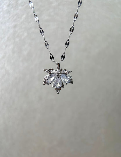 Silver Lavender Gradient Leaf Necklace
