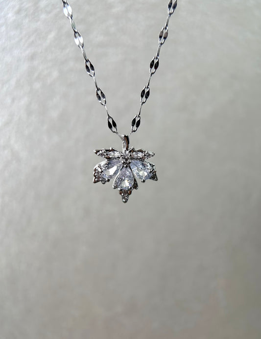 Silver Lavender Gradient Leaf Necklace