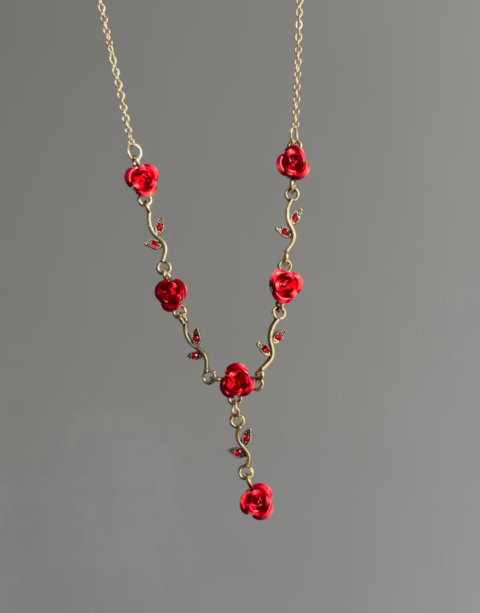 Red Rose Vine Necklace