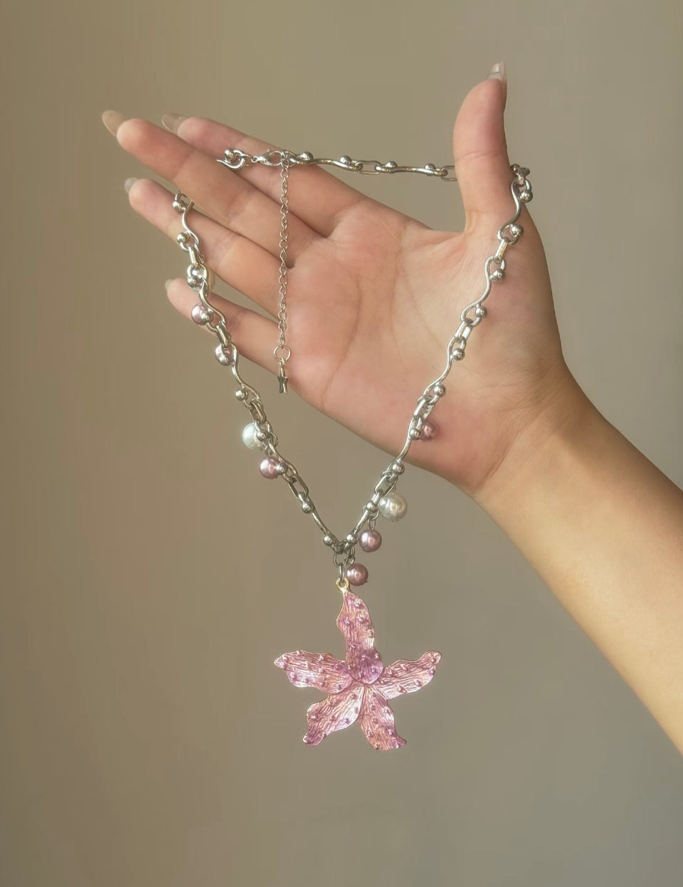 Pink Pearl Starfish Necklace