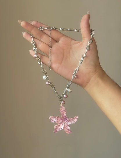 Pink Pearl Starfish Necklace