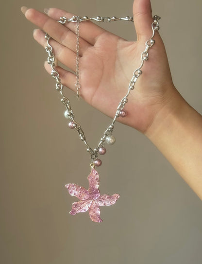 Pink Pearl Starfish Necklace