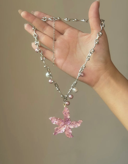 Pink Pearl Starfish Necklace