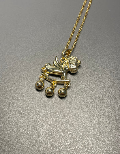 Gold Winged Rocking Horse Necklace