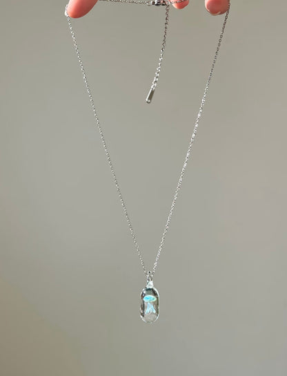 Blue Jellyfish Glass Pendant Necklace
