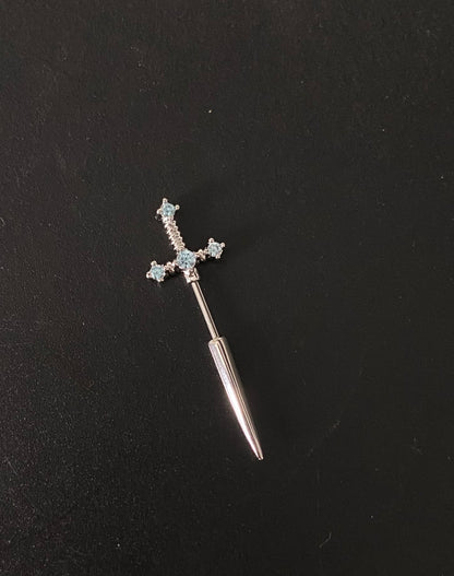 Crystal sword vertical helix earrings