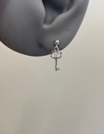 H Kitty Charm Key Earrings