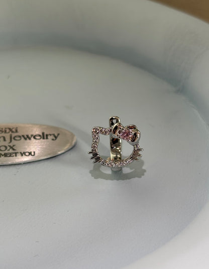 H Kitty Charm Crystal Mini-Hoop Earrings